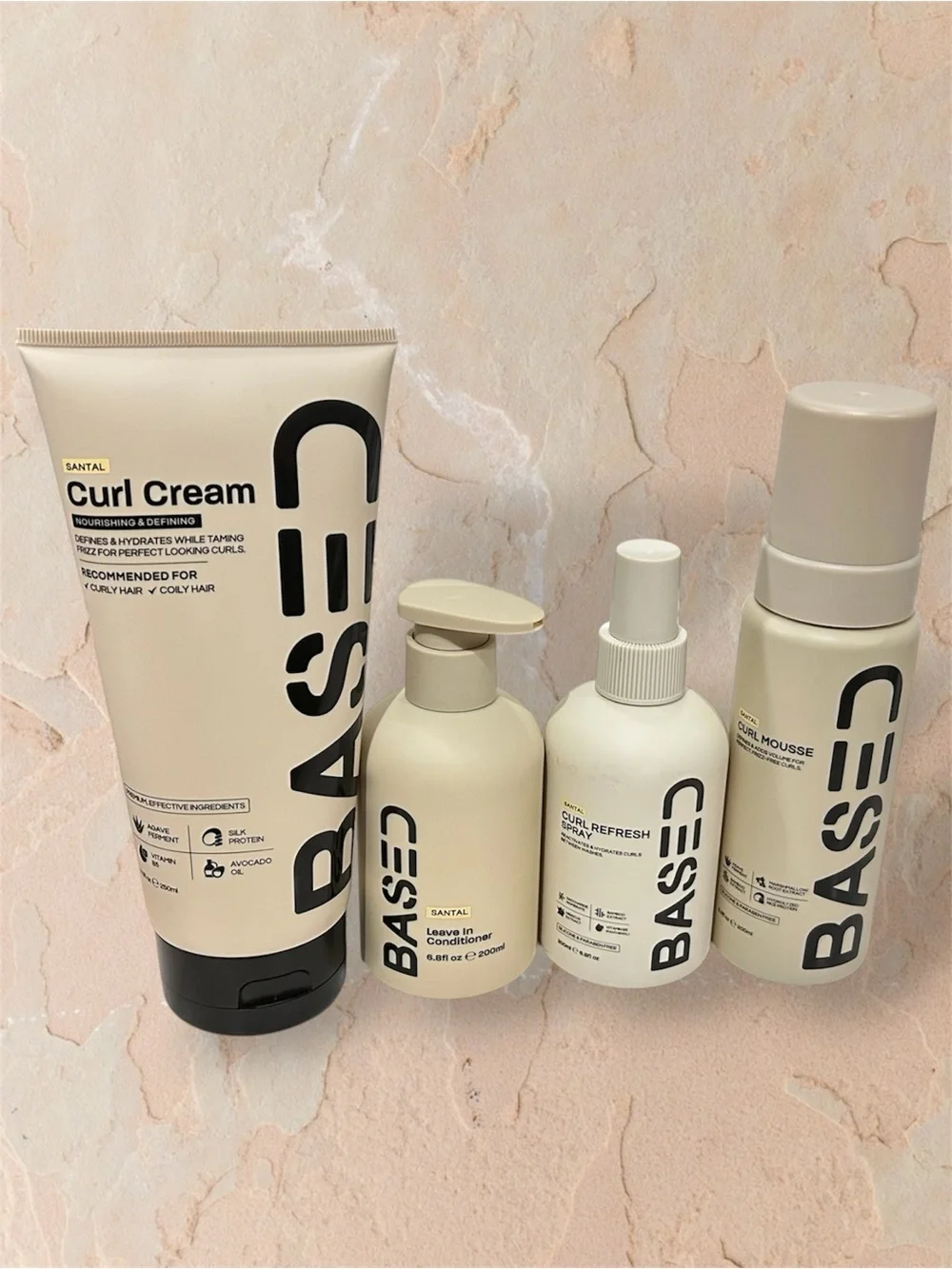 BASED Bodyworks Curly Hair Bundle Curl Cream Leave In Mousse Refresh Spray New